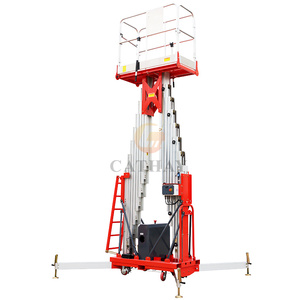 Carga 200kg Plataformas aéreas pequenas do trabalho do mastro do dobro do elevador de alumínio vertical hidráulico 10m 12m 14m