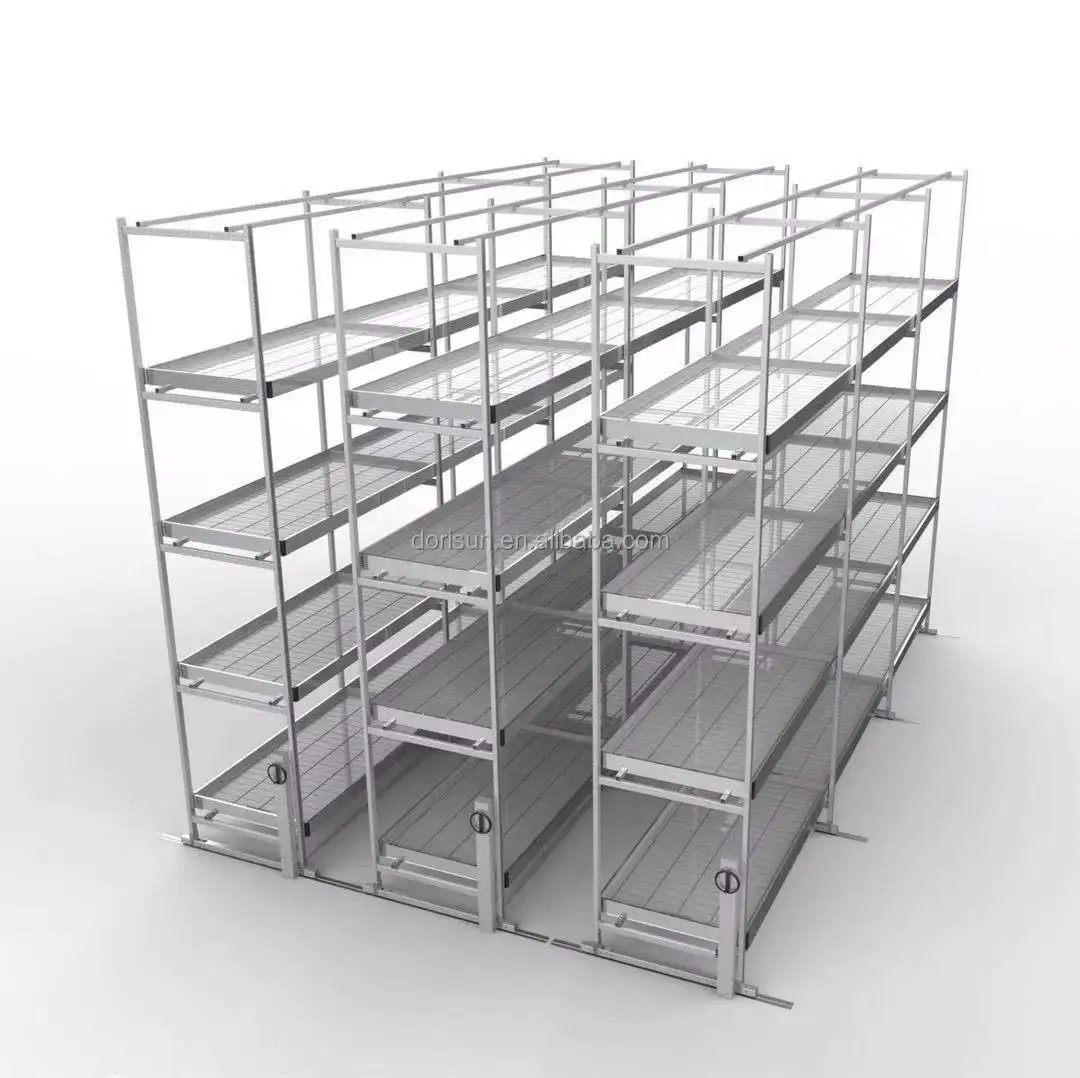 Track Pulley Moving System Plant Shelves Indoor Nursery Greenhouse Rolling Benches Of Space Utilization