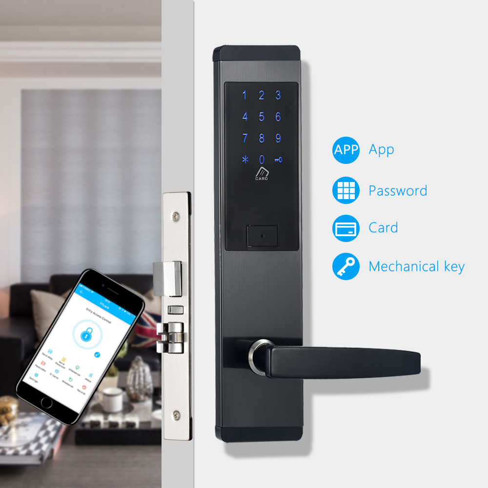 Multi Style High Intelligent Front Door Entrance Electric with Key Card Ttlock BLE Smart Security Doors Lock