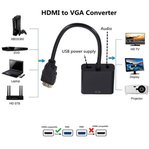 Macho Hembra para HDMI VGA Cable Converter Audio USB Adaptador de corriente Combinación de PVC para computadora para PS3 PS4 STB PC Laptop Monitor - Product Image 5