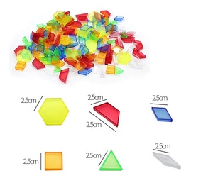 Bloques translúcidos coloridos con formas geométricas, juguetes para aprender desde casa, 180 piezas - Product Image 6