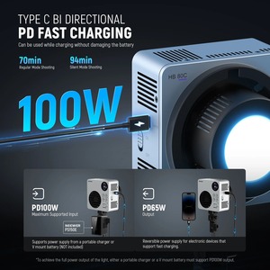 NEEWER HB80C RGBWW dahili 72Wh pil ve 100W PD ile LED Video işığı hızlı şarj 80W RGB COB sürekli çıkış aydınlatma - Product Image 4
