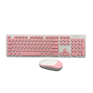 KMSW-103R Retro Style Round Slim <strong>Wireless</strong> <strong>Keyboard</strong> &amp; Mouse Combo Compatible with Windows <strong>Android</strong> Mac <strong>OS</strong> IOS BT PC Laptop - Product Image 2