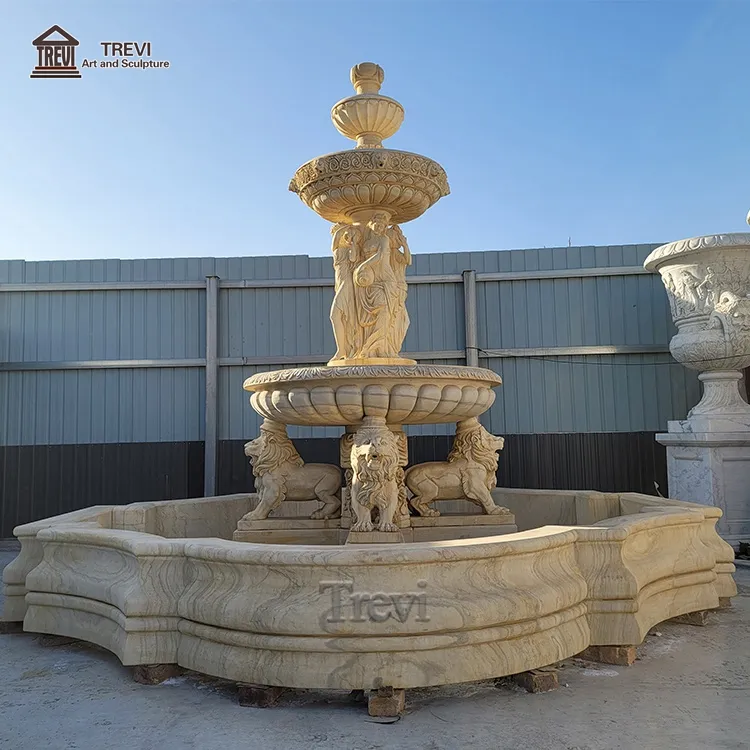 Открытый Современный арт огромный фонтан воды натуральный камень мрамор Лев фонтан