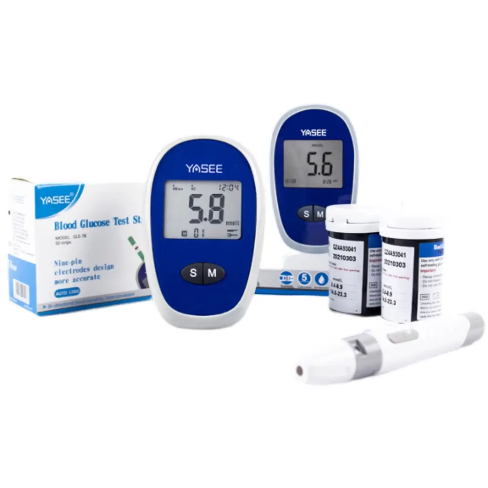 CE ISO13485 الإلكترونية جهاز قياس السكر بالدم غلوكمتر شاشة جلوكوز الدم مع شحن اختبار شرائط