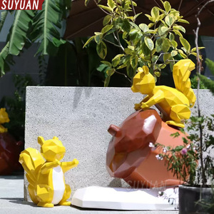 Açık dekorasyon için Modern sanat paslanmaz çelik sincap Sculpture-3D döküm hayvan heykeli - Product Image 4