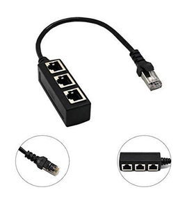Cable divisor RJ45, adaptador de interruptor de red de 1 a 3 puertos para conector CAT5 CAT6 LAN Ethernet - Product Image 1