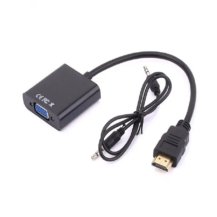 Adaptador HDMI VGA 1080P, Convertidor HDMI macho a VGA hembra, Convertidor de Audio y vídeo VGA a HDMI