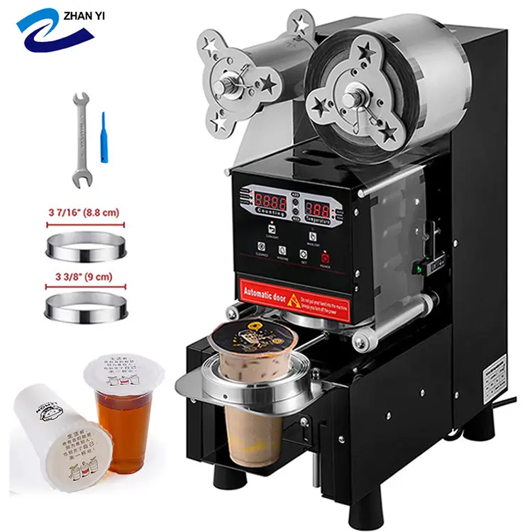 Preço barato Beverage Heat Seal 75mm Milk Paper Pet Cups Sealing Machine Bubble Tea Automatic Plastic Cup Sealer