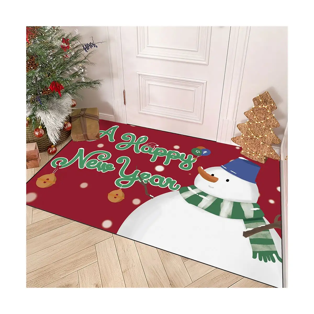 Kaili Hot Sell Custom Christmas Carpets and Rugs Polyester Crystal Velvet Non Slip Door Mats Alfombras Floor Mat