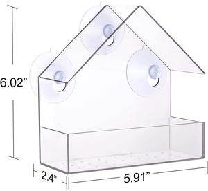 Hava koşullarına dayanıklı tasarım drene yağmur büyük kristal şeffaf akrilik pencere kuş besleyici açık - Product Image 5