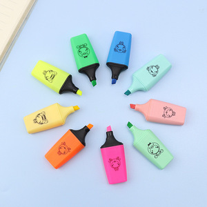 Material de paja de trigo Resaltador Pluma Cincel Resaltador Marcador Set Colores fluorescentes surtidos