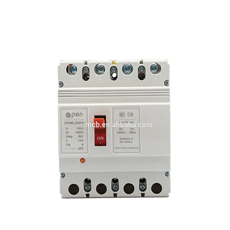 Disyuntor eléctrico de OPM8-PV abierta, dispositivo Solar fotovoltaico estándar IEC, MCCB 125A/250A/400A/630A/800A/1250A