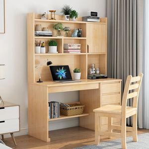Escritorio Moderno Madera Computadora Escritorios Estante Estudio de madera Mesa de escritura con librería - Product Image 5