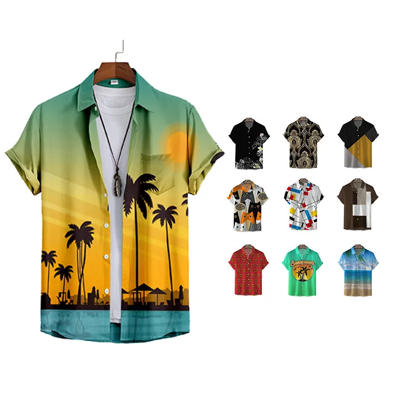 Camicia a maniche corte a sublimazione 3D originale di design camicie floreali Hawaii stile Casual per uomo