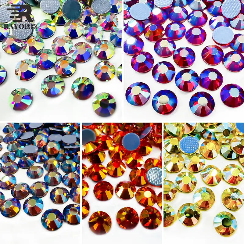 Coating Sparkle Colorful Hot Fix Rhinestones SS6 SS10 SS16 SS20 SS30 Stone for Shoe Charms Wholesale Rhinestone