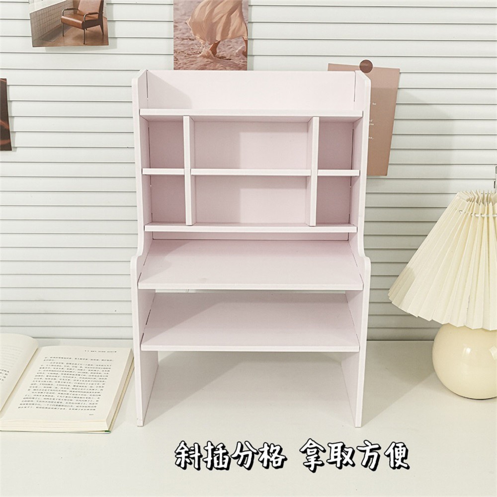 Small multi-tiered grid shelving unit