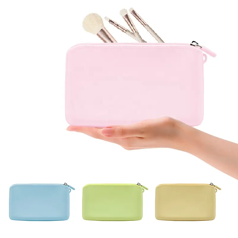 Pequena maquiagem Bag Silicone impermeável Cosmetic Bag para mulheres Toiletry Bag Travel Organizer Mini Cosmetic Zipper Pouch