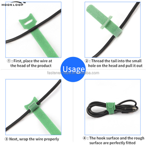 Buen precio alta calidad personalizado Loge reutilizable troquelado ajustable multicolor elegir gancho autoadhesivo y lazo para cables - Product Image 6