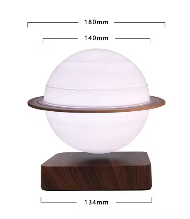 Dark wood base levitating saturn
