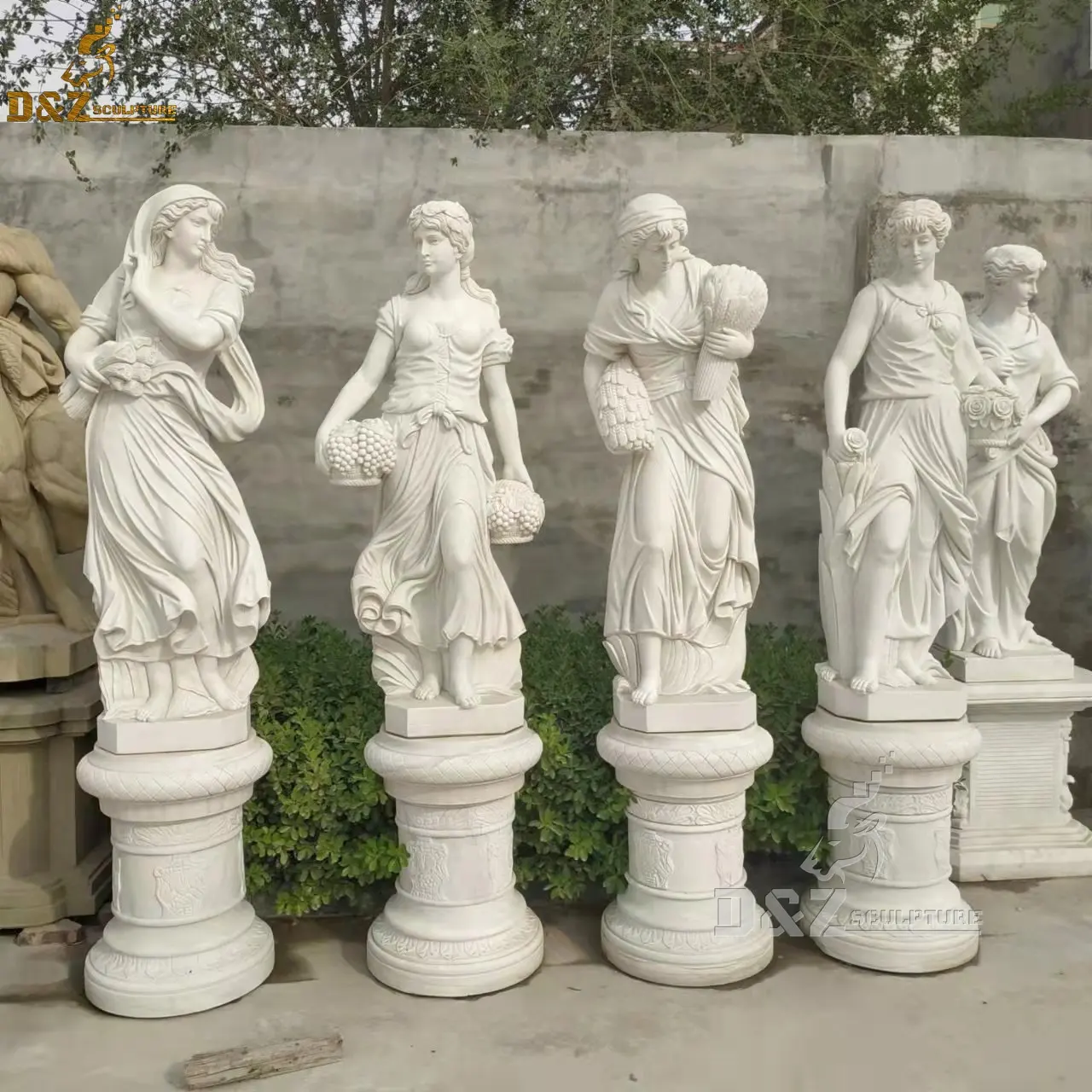 حجر رخامي جميل مشهور أربعة مواسم تماثيل إلهة لتزيين الحديقة