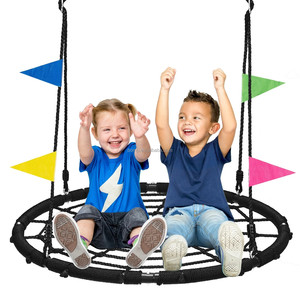 ZOSHINE Tree Swing with Safe <strong>Spider</strong> Web Saucer <strong>Net</strong> Outdoor Swing with Hanging Straps for Backyard Use