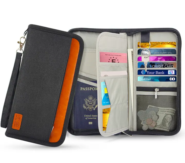 유니섹스 사용자 정의 대용량 여행 지갑 여권 홀더 주최자 가방 RFID 슬림 지갑 ID/신용 홀더 여성 남성