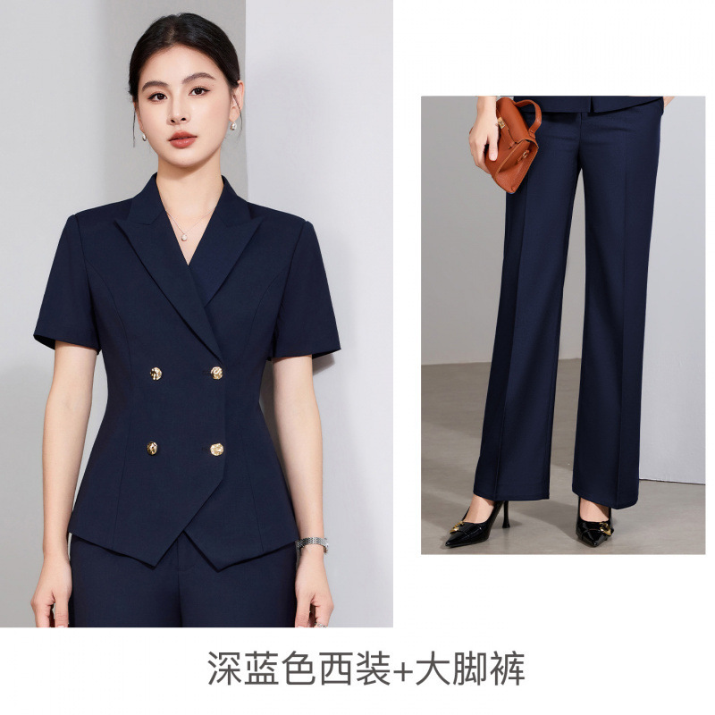 Dark blue suit wide-leg pants