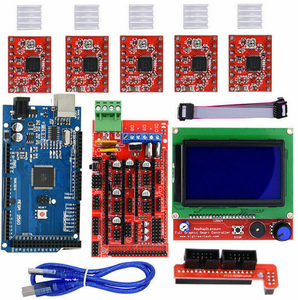 Mega 2560 R3 + rampalar ile 3D yazıcı denetleyici kiti 1.6 + 5 adet bazı step Motor sürücü + LCD 12864 Arduino için Reprap
