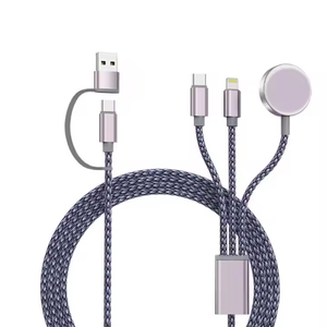 OEM High Quality Five-In-One Aluminum Alloy Magnetic Wireless Charging Cable Multi-Function for iOS for <strong>Apple</strong> Watch Mobile Nylon - Product Image 5