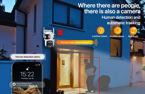 ICSEE 4K 8MP户外IP摄像机Wifi 3镜头三屏安全PTZ摄像机自动跟踪视频网络闭路电视摄像机白色 - Product Image 2