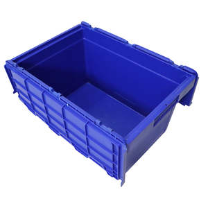 Caja de transporte de plástico duradera, caja de transporte de plástico apilable y anidada con tapa, color azul - Product Image 4