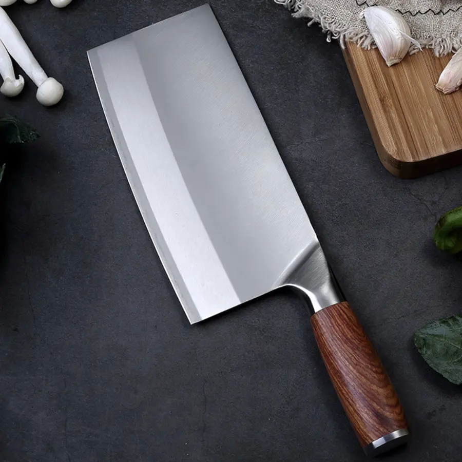 Acessórios para facas de cozinha, de aço inoxidável, 8 polegadas, faca chinesa, picador de aço carbono, com cabo de madeira jacarandá