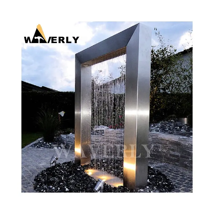 Fuente de pared de Arte de Metal para exteriores, bombas de agua, cortina de lluvia de acero inoxidable, cascada Artificial, cortina de agua de lluvia para jardín