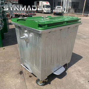1100 Lít Thép Nhúng Nóng Ngoài Trời Bánh Chân Hoạt Động Kim Loại Chất Thải Bin Xe Tải Tái Chế Container Trailer Móc Nâng Bỏ Qua Bin - Product Image 1