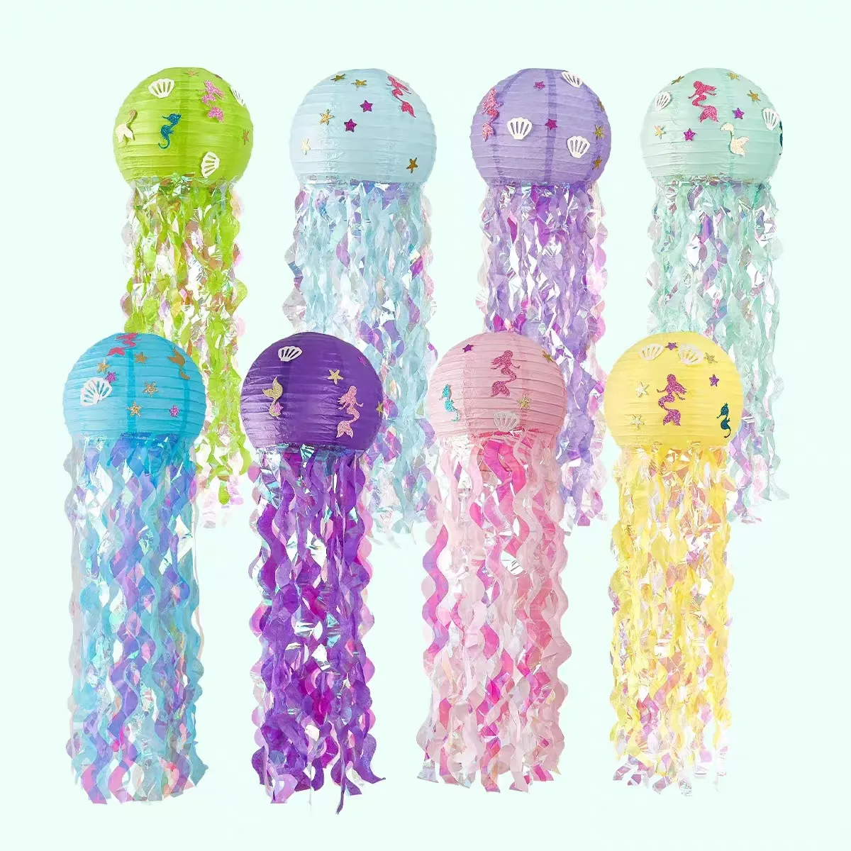 LUCKY Under the Sea Party Girls Mermaid Birthday Party Supplies Mermaid Theme Party Decoration Jellyfish Paper Lanterns