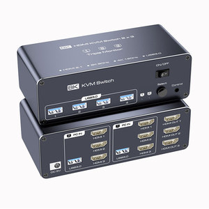 8K HDMI <strong>KVM</strong> <strong>Switch</strong> 2 Computers <strong>3</strong> Monitors <strong>Switch</strong> 4 Port 2 PC Share <strong>3</strong> Monitors and 4 USB <strong>3</strong>.0 Ports Support Mode/Extended Mode