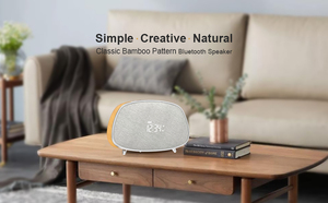 Eson Retro Dual LED Digital Despertador FM Radio Versión 5,4 Bluetooth 30W Sonido estéreo Altavoz inalámbrico de madera para uso en computadora