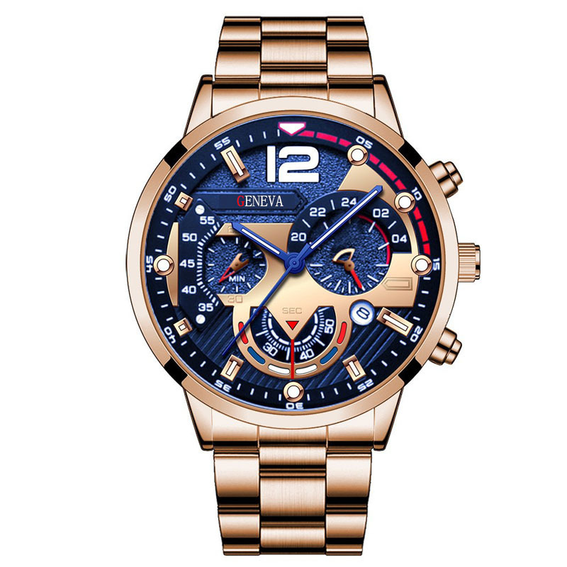 Rose-colored strap with blue face and hands-hs2512-123-08