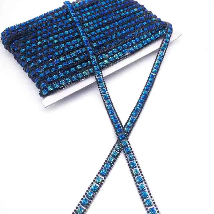 Cadena de diamantes de imitación azul real para disfraz de mujer, adorno de hierro para carnaval caribeño