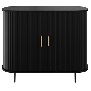 ประตูไม้ไผ่บานเลื่อนเรียบโค้งมนกลางศตวรรษไม้โอ๊คสีดําไม้ MDF โต๊ะคอนโซลที่ไม่ซ้ําใครสําหรับทางเข้า - Product Image 4