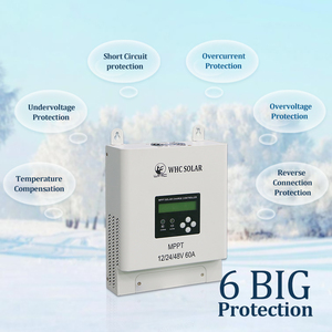 WHC Controller MPPT Lifepo4 Dc Control generatore eolico Pwm pannello solare 12V 24V 36 volt 48V 30A 60A 80A 100A Controller caricabatterie - Product Image 5