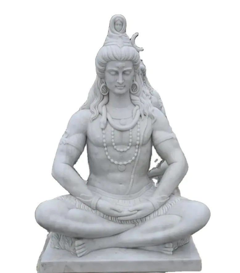 Estilo indu sentado estátua de mármore branco do senhor shiva