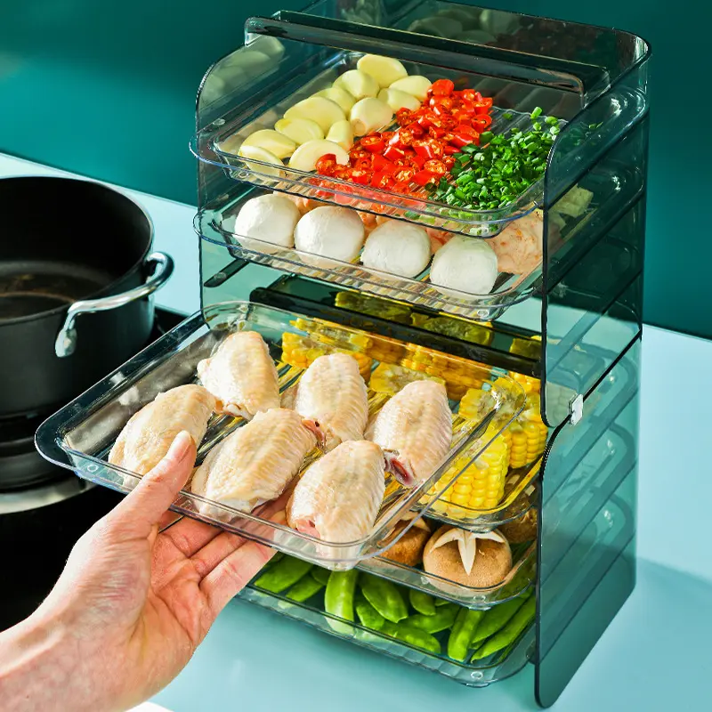 Küche mehrschichtige Aufbewahrung vorbereiteter Teller großes Kapazität Gemüse-Aufbewahrungsregal heißes Topf Beilage