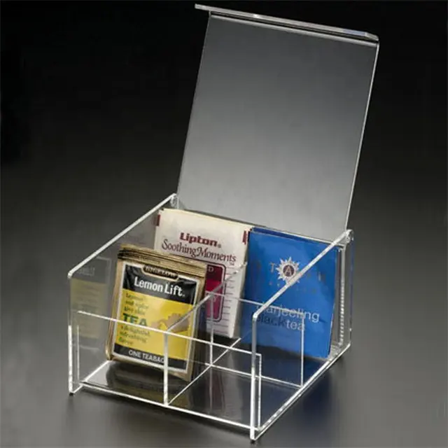 wholesale high quality Countertops Stackable Acrylic Tea Bag Holder Storage Bin Box Clear acrylic tea box for Kitchen Cabinets