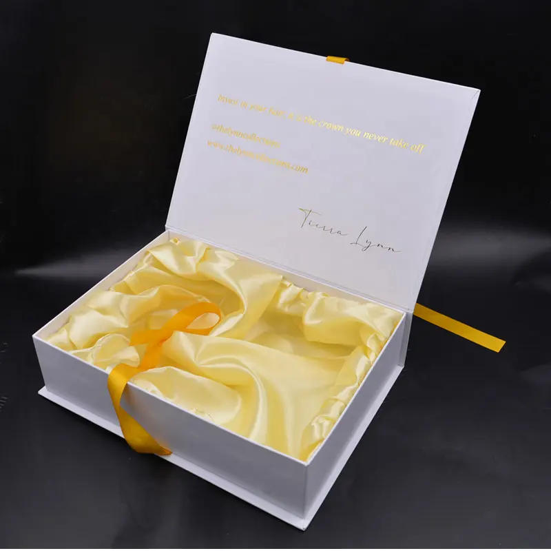 SkinCare Deluxe Gift Box with Satin Cream Beauty Product Packaging Box Custom Nail Polish Cardboard Storage Box for Hair Bundles