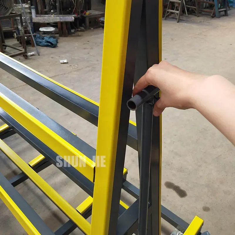 Customized 2 meters Glass Board Steel plate Ceramic Tile Transport Trolley for Factory Curtain Wall Transfer Dolly Cart