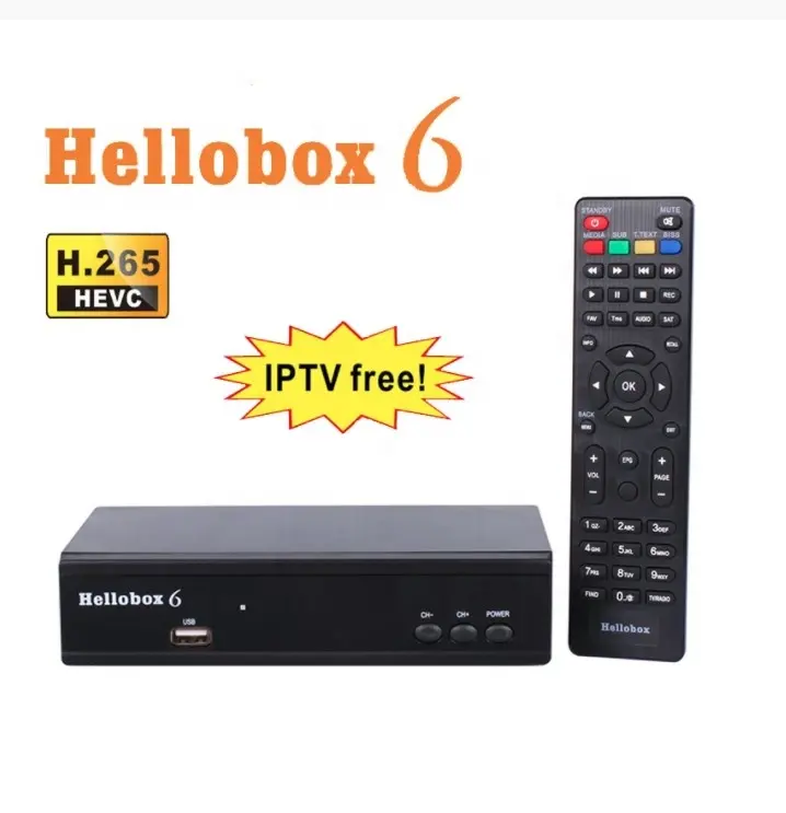 Hellobox-receptor de televisión por satélite Full HD, 6 1080P, Powervu, Biss, IPTV, H.265, HEVC