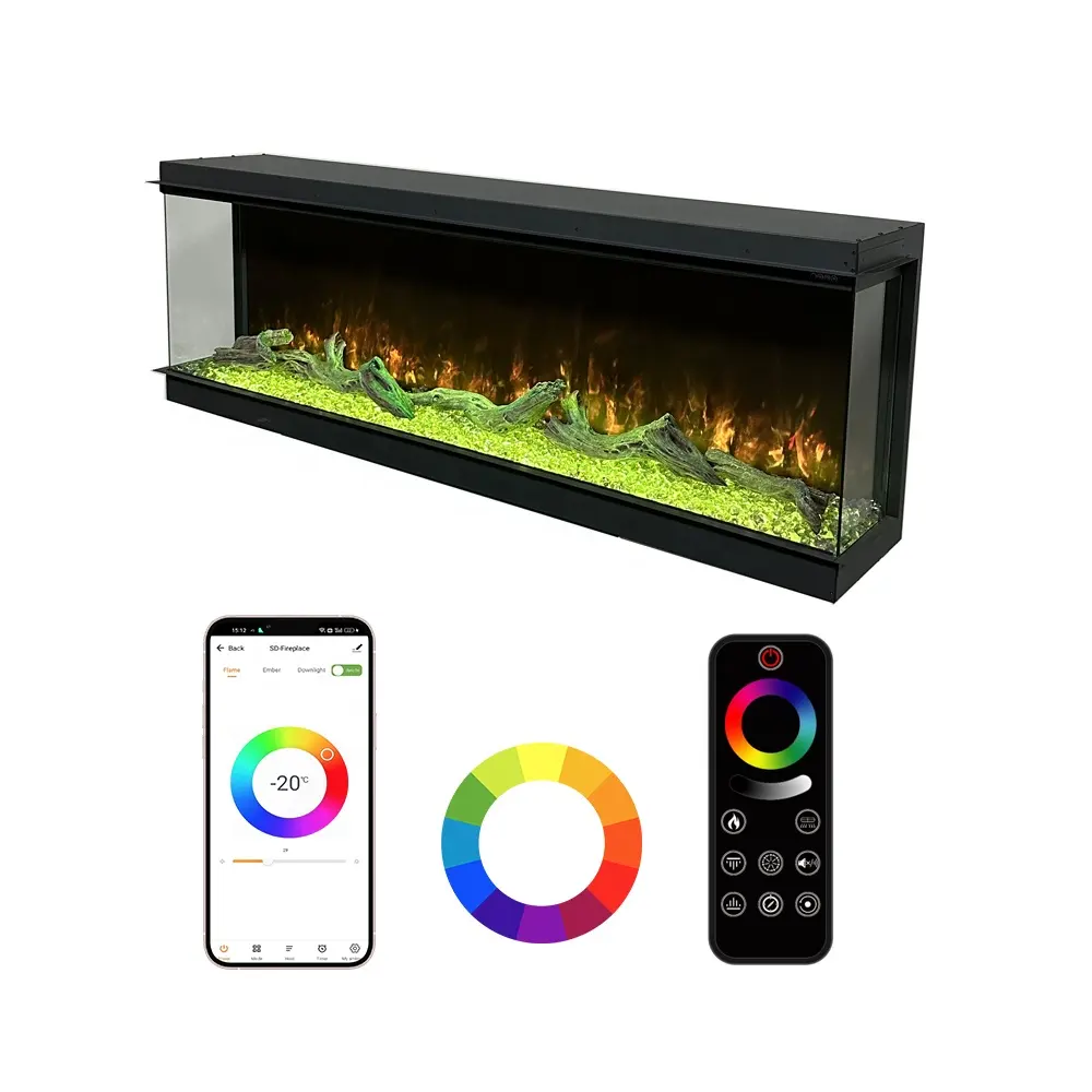 Modern Wall Electric Fireplace Heater Double Sided Electric Fireplace WIFI APP Electric Fireplace 40 inches