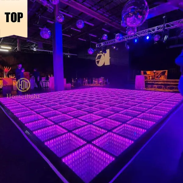 Hoge Kwaliteit Rgb Dans Tegels Panelen Draagbare Glazen Disco Nachtclub Uplights Dmx Rgb Kleur 3d Infinity Spiegel Led Dansvloer